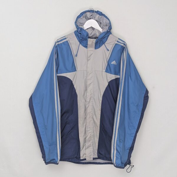 Adidas Vintage Blue Windbreaker Jacket - 3 Stripe - Size L