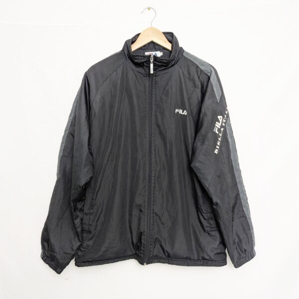 Fila Biella Italia Black Track Jacket Men’s L –  Y2k Zip Up - Fleece Lining