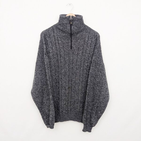 Red Fox 1/4 Zip Knit Jumper - Grey Marl - Mens Size Medium