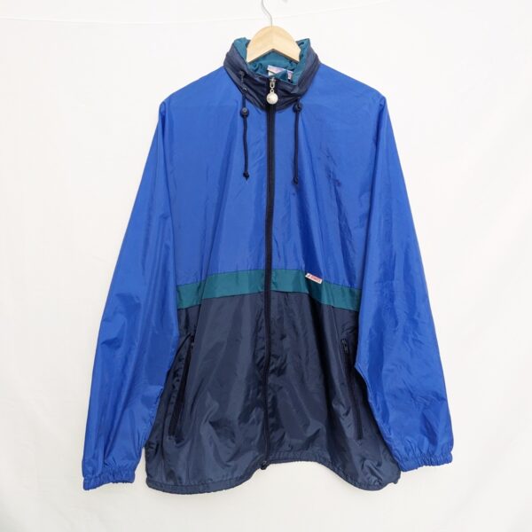 Vintage Jeantex Windbreaker Jacket Xl Blue / Navy / Green 80s 90s Colourblock