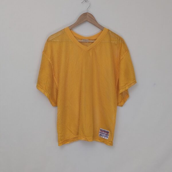 Vintage Mesh Sports Jersey Top - Yellow Champro - Size M