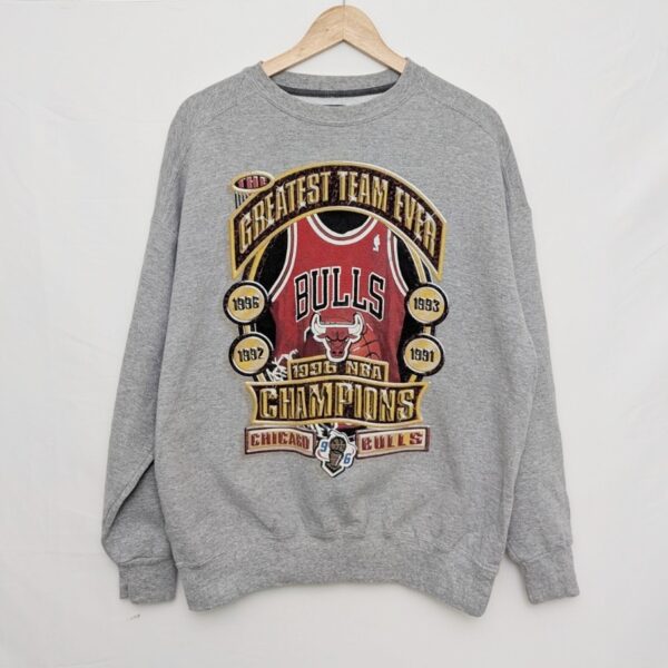 Vintage Starter Chicago Bulls Greatest Team Ever Nba Sweatshirt - Men’s L - Grey