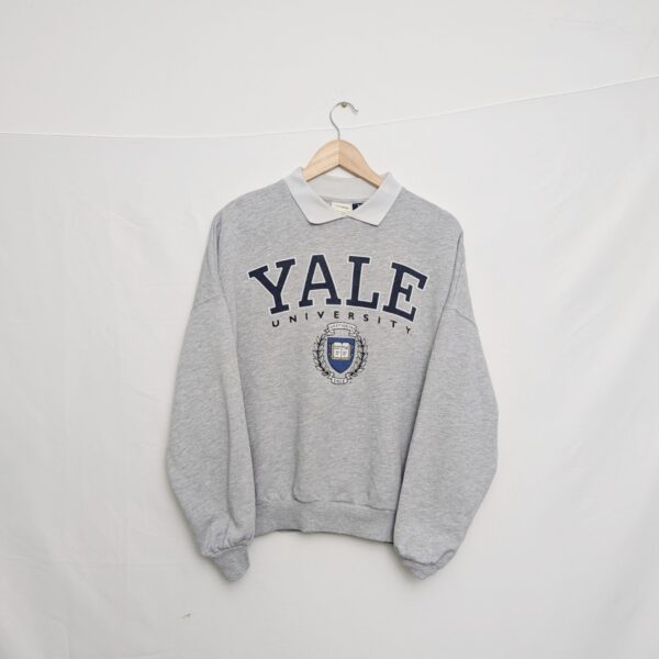 Women’s Pull&bear Yale University Polo Collar Sweatshirt – Grey – Size Xs
