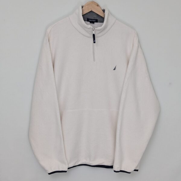 Vintage Nautica Quarter Zip Fleece - Cream - Size XL