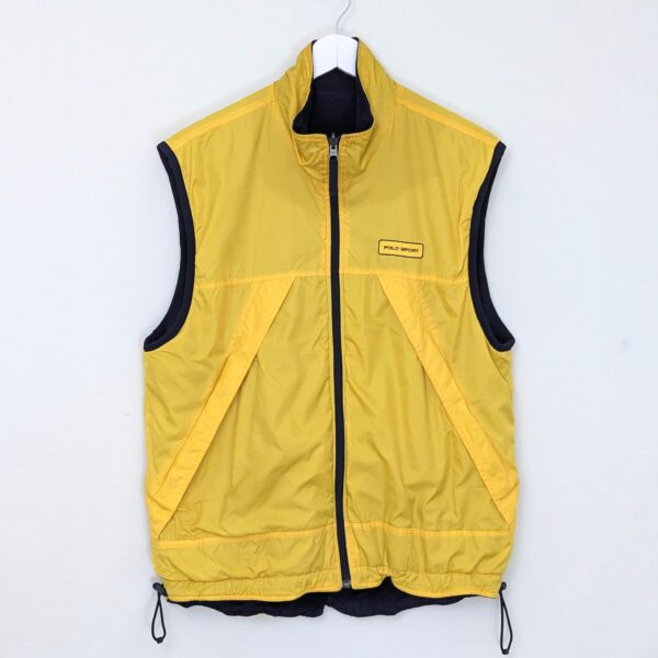 Vintage Polo Sport Ralph Lauren Reversible Gilet - Yellow/Navy - Fleece Vest - Size L