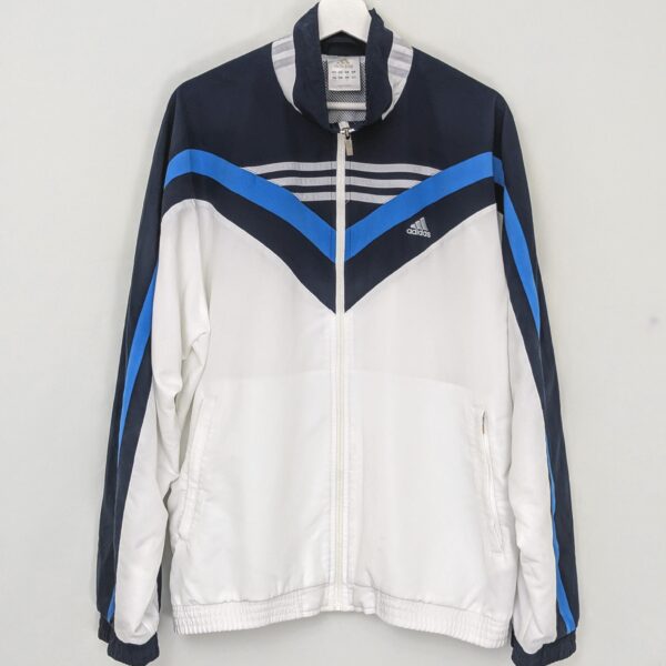 Adidas Windbreaker Jacket - White/Blue/Navy - Size XL