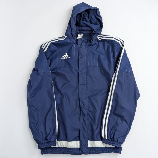 Adidas Hooded Windbreaker Jacket - Navy Blue - Size L