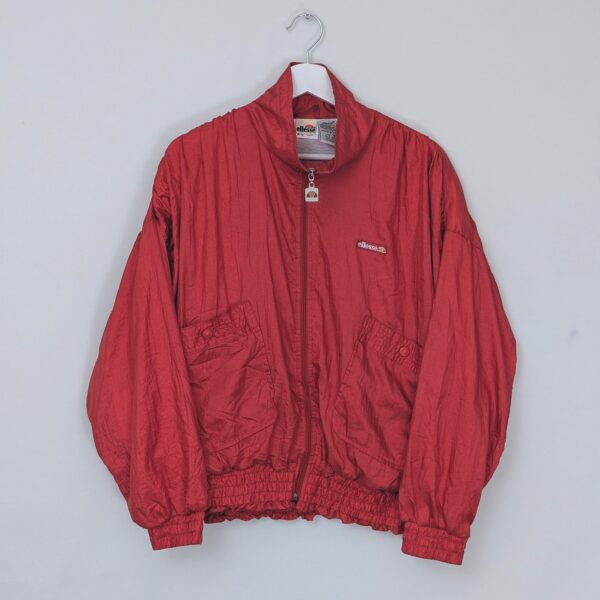 Ellesse Vintage Jacket - Red Nylon - Cropped Fit - Womens Size S