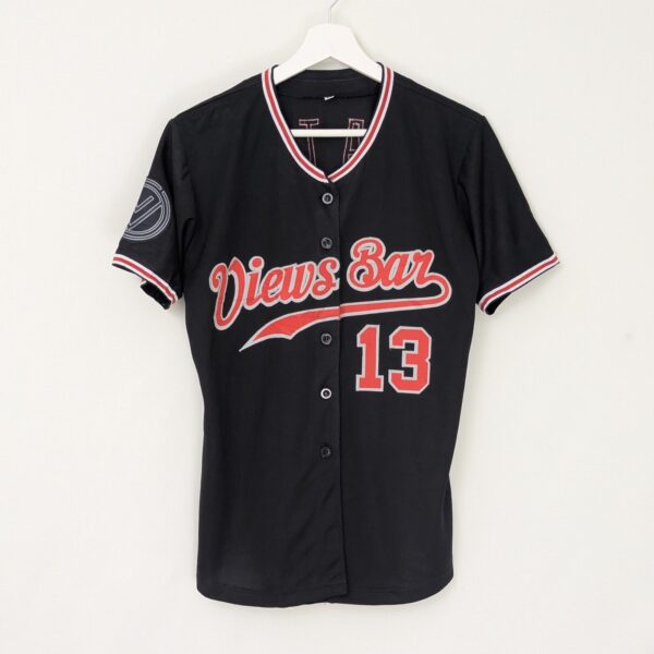 Views Bar Baseball Jersey - Black Button Up Graphic Shirt - Size M