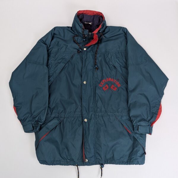 Vintage Exploration Windbreaker Jacket - Green/red - Size L (estimated)