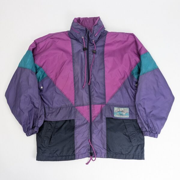 Vintage Marcel Clair Windbreaker Jacket - Purple/pink Colourblock - Size L