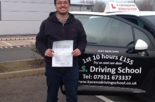 Prag Goswami Passed his Driving test in Shrewsbury 27th March