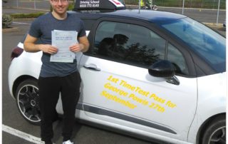 Driving lessons Shrewsbury 1st Time test Pass for George Powis