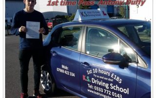 Driving Lessons Shrewsbury 1st Time Pass for Antony Duffy