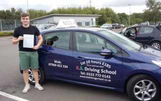 Harry Reece his Driving Test in Shrewsbury on 8th August 1st Time