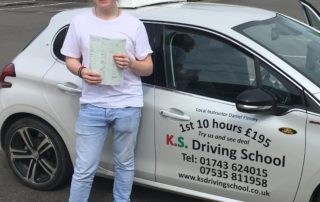 Driving lessons Shrewsbury Jamie Winters passed 1st Time