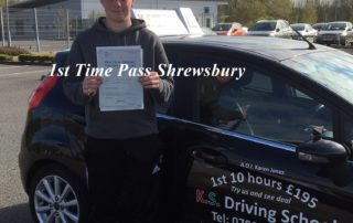 1st Time Driving Test Pass in Shrewsbury 11th April