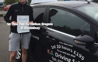 st Time Pass for Nathon Gregson in Shrewsbury 29th May