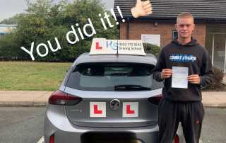 Well done Davey on passing your test today in Telford