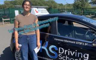 Congratulations Darcey on Passing your driving Test 1st Time in Shrewsbury on 4th September