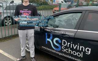 Congratulations to Nathan Farmer who passed his Driving Test in Shrewsbury